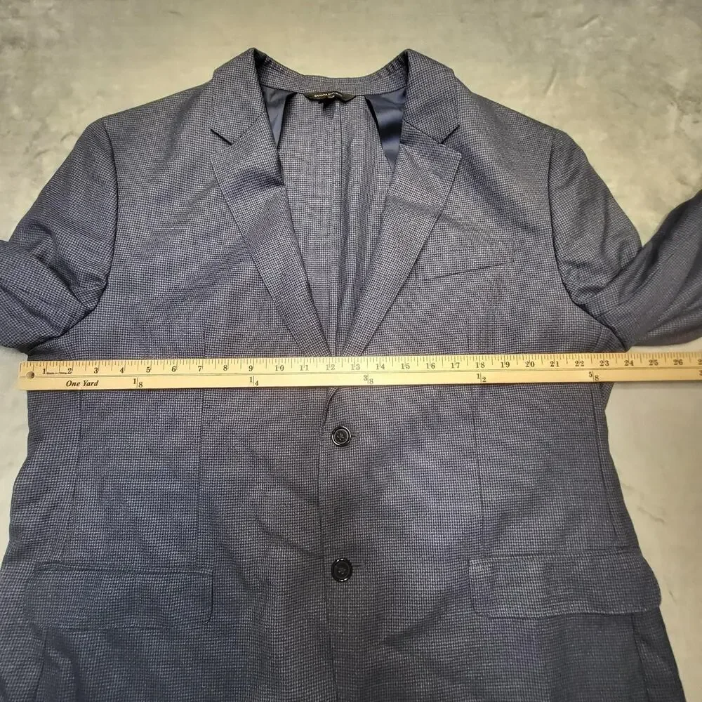 Banana Republic Suit Jacket Mens 48 Blue Check Slim Fit Wool Blend Notch Lapel